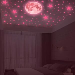 Dark Star Glow til loft, Dark Star Glow og Moon Wall Sticker