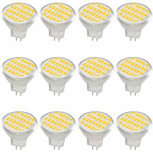 MR11 GU4 LED lyspære DC/AC 10-30V 3W, 12V, 24V, 30W Tilsvarende halogenpære, 400 Lumen, Varm hvid 3000K, LED-erstatning (pakke med 12)