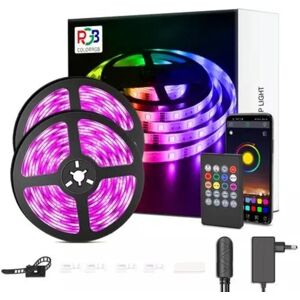 Eht Dynamisk LED-belysning - Musiksynkronisering & Fjernbetjening MultiColor 20m music led strip 18led/m