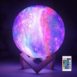Månelampe, NSL-belysning Børnenatlys Lavalampe 5,9 tommer/15 cm 16 LED-farver 3D-printet månelys