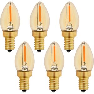 FMYSJ C7 E12 Led-pære 220v, 0,5w Udskiftning 5w, E12 Led-glødelampe Rav dekorativ natlampe, varm hvid 2200k, ikke-dæmpbar, pakke med 6 (FMY)