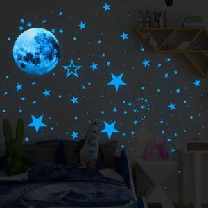 AVANA 435 Pack lysende stjerner, prikker og måne vægklistermærker til soveværelset,