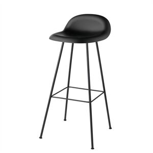 Gubi 3D Bar Stool H:75 cm Center black base - Midnight Black shell