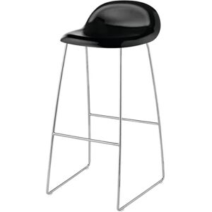 GUBI 3D Bar Stool H:75cm Sledge Chrome Base Black Stained Beech Semi Matt Lacquered