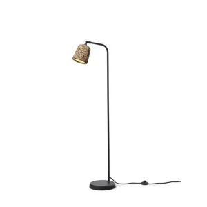 New Works Material Floor Lamp H: 125 cm - Mixed Cork/Black base
