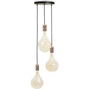 Tala Triple Pendant Black Canopy with Voronoi II L: 25 cm - Brass/Walnut OUTLET