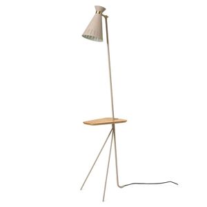 Warm Nordic Cone Floor Lamp With Table H: 144 cm - Pure Cashmere/Oiled Oak