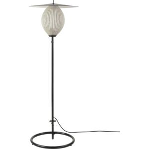 GUBI Satellite Floor Lamp H: 128 cm - Cream White Semi Matt/Black Base