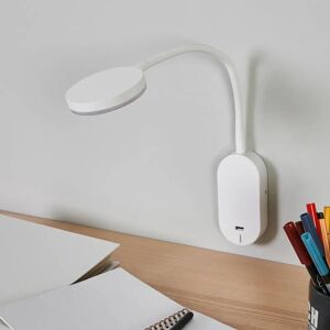 Lindby LED-væglampe Milow, hvid, 39,5 cm, USB-tilslutning