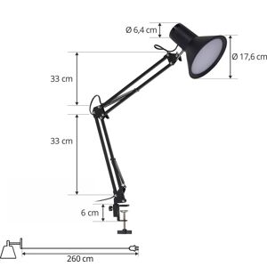 Lindby LED-klemmelampe Undra, sort, dæmpbar, justerbar