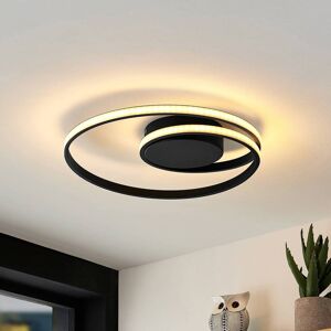 Lindby LED-loftlampe Youna, sort, aluminium, 39 cm, dæmpbar