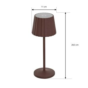 Lindby genopladelig LED-bordlampe Esali, brun, sæt med 2, aluminium