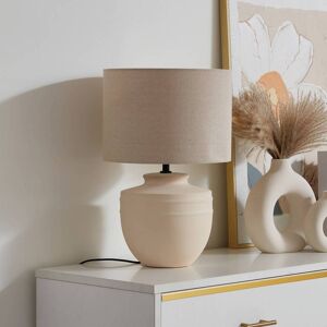 Lindby bordlampe Thalassia, beige, Ø 30 cm, keramik