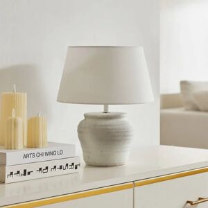 Lindby bordlampe Aelith, Ø 30 cm, hvid, keramik, E27