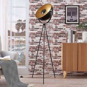 Lindby Sort-gylden tripod gulvlampe Meline