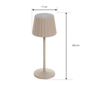 Lindby genopladelig LED-bordlampe Esali, beige, sæt med 2, aluminium