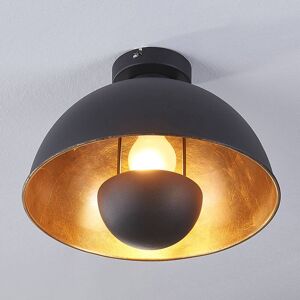 Lindby loftslampe Lya, Ø 31 cm, sort-guld, metal, E27