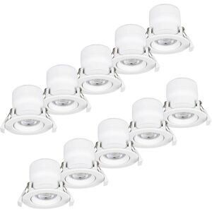 Prios LED indbygningslampe Shima, hvid, 7W, 3000K, 10stk, dæmpbar