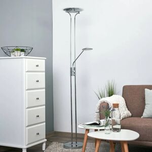 Lindby Aras - LED-gulvlampe med læselampe, krom