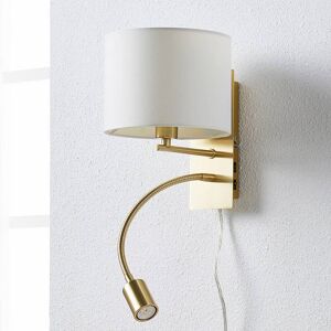 Lindby Messingfarvet væglampe Florens med LED-læselampe