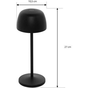 Lindby genopladelig LED-bordlampe Arietty, sort, sæt med 3, aluminium