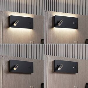 Lucande LED-væglampe Kimo, kantet, sort, aluminium, USB