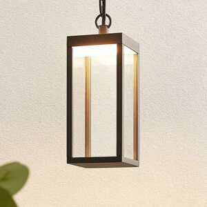 Lucande Udendørs LED-pendellampe Cube med glasskærm, 26 cm