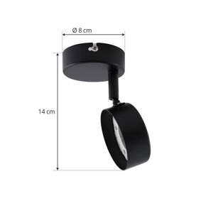 Lindby Spotlight Jyla, sort, linse, 3.000 K, 1-lampe