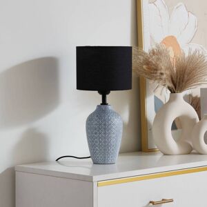 Lindby bordlampe Thalassia, grå/sort, Ø 20cm, keramik