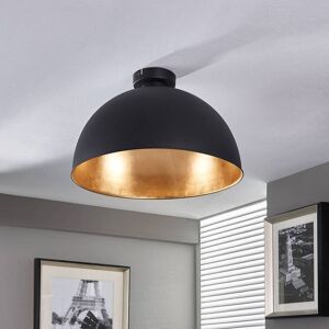 Lindby loftslampe Lya, Ø 40 cm, sort-guld, metal