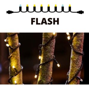 Sirius Tech-Line Flash Lyskæde, 45 Varmhvide Lys, Forlænger  Sort