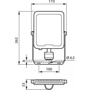 Philips Ledinaire Projektør Bvp164 6000lm/840 50w Ip65 Symmetrisk M/sensor  Grå