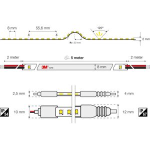 The Light Group Slc Led Strip S2 Mono 9,6w 2700k Ip54, 5m, 24v  Hvid