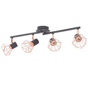 vidaXL loftslampe med 4 spotlys E14 sort og kobberfarvet