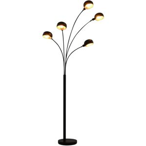 vidaXL standerlampe 200 cm 5 x E14 sort og guld