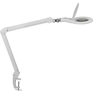 MAUL Lámpara LED con lupa makro, con pinza de sujeción, blanca