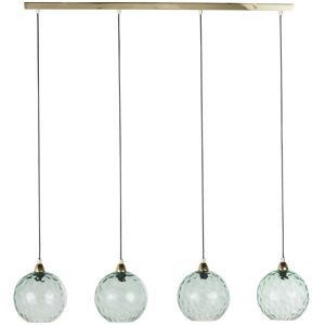 Maisons du Monde Lámpara de techo con 4 bolas de cristal azul y metal dorado