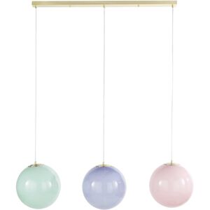 Maisons du Monde Lámpara de techo lineal con 3 pantallas de cristal opalino azul, verde y rosa