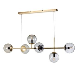 Bolia Lámpara de techo 6 luces metal cristal latón dorado 114cm