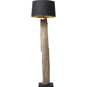 Kare Design Lámpara pie de madera pantalla negra