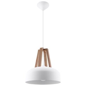 Sollux Lighting Lámpara colgante madera blanca y natural acero, madera  alt. 85 cm