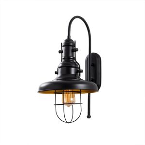 Wonderlamp Aplique de pared retro vintage negro con tulipa abierta