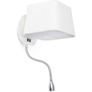 FARO BARCELONA Aplique con luz de lectura led en metal blanco 45cm