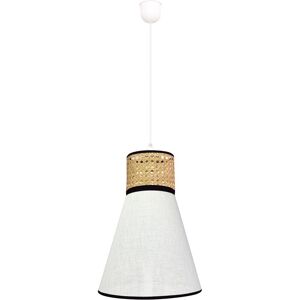 Wonderlamp Lámpara de techo con pantalla blanca de lino y rafia en forma de cono