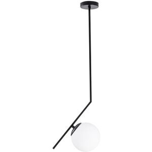 Wonderlamp Lámpara de techo negro con forma curvilínea y esfera de cristal opal