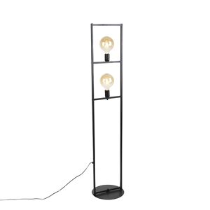 QAZQA Lámpara de pie industrial negra 2 30 x 29 x 152    (cm)