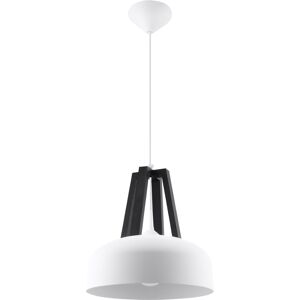 Sollux Lighting Lámpara colgante blanco negro acero, madera  alt. 85 cm