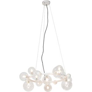 QAZQA Làmpara colgante art deco blanca con cristal transparente 12 luces