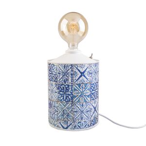 Pau Decò Natural Design Lámpara artesanal de metal reciclado azul 48x20 cm