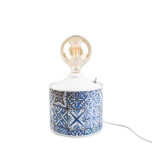 Pau Decò Natural Design Lámpara artesanal de metal reciclado azul 37x20 cm